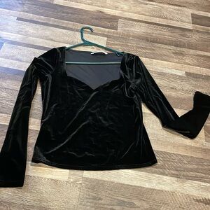 Mango crushed velvet sweetheart neck line long sleeve top - new without tags